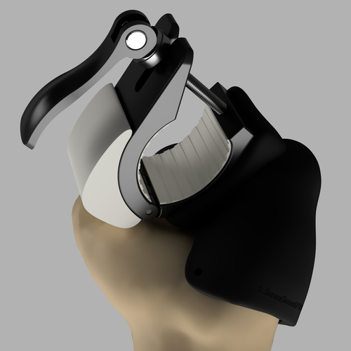 TrueSwing prosthetic racquet holder for finger amputations