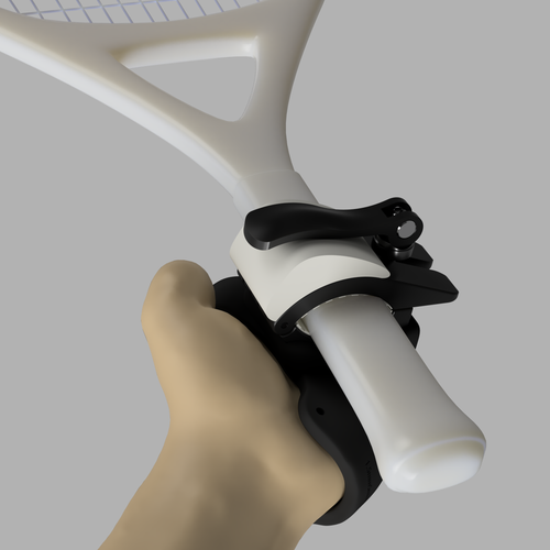 Adaptive tennis aid for hand amputees
